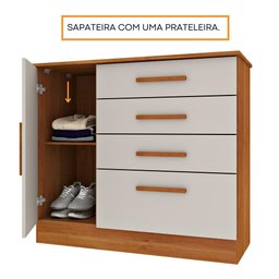 Cômoda 4 Gavetas 01 Porta Com Sapateira Chicago Tcil Móveis Comoda Chicago Cinamomo C/ Off White - 8