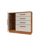 Ver imagem 4 de Cômoda 4 Gavetas 01 Porta Com Sapateira Chicago Tcil Móveis Comoda Chicago Cinamomo C/ Off White