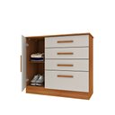 Ver imagem 6 de Cômoda 4 Gavetas 01 Porta Com Sapateira Chicago Tcil Móveis Comoda Chicago Cinamomo C/ Off White