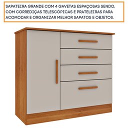 Cômoda 4 Gavetas 01 Porta Com Sapateira Chicago Tcil Móveis Comoda Chicago Cinamomo C/ Off White - 7