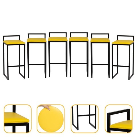 Kit 6 Banqueta Quadrada Preta para Balcão Ilha Cozinha Gourmet Bancada Piscina Bares Àrea de Lazer