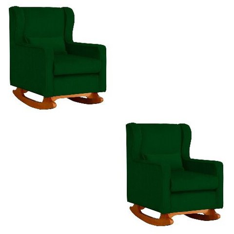 Kit 2 Poltrona Aurora Balanço Vovo Suede Verde - Fm