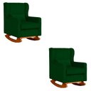 Ver imagem 1 de Kit 2 Poltrona Aurora Balanço Vovo Suede Verde - Fm