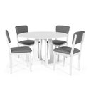 Ver imagem 1 de Mesa de Jantar Redonda Montreal Branca com 4 Cadeiras Estofadas Ella Branco/cinza Escuro