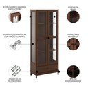 Ver imagem 3 de Cristaleira Porta de Vidro 80cm 2 Portas Madeira Maciça Vitalis Café F07 - Mpozenato