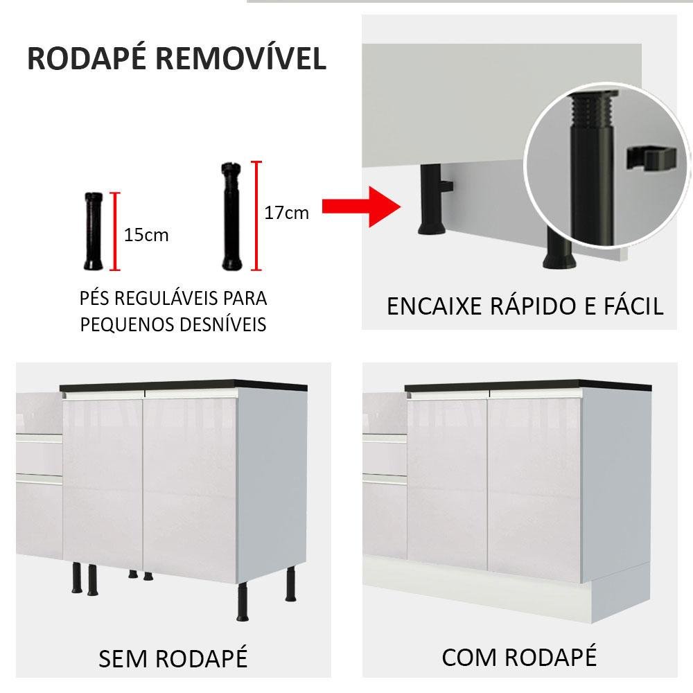 Kit Área de Serviço Madesa Acordes 100% Mdf com Armário e Balcão - Portas Branco Brilho - 7