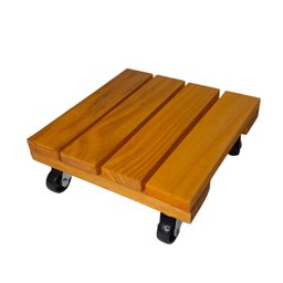 Kit 2 Suportes Base Vaso Plantas Madeira Rodinhas 20cm. - 2