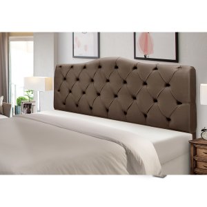 Cabeceira Cama Box King Size Estofada Madeira Veneza:marrom