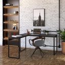 Ver imagem 3 de Mesa Em L Diretor 150X150X75Cm Preto Ônix/Est.Preta