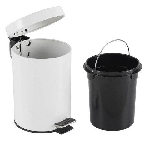 Lixeira Inox 5 Litros Branca Pedal Cesto Lixo Vintage Quarto Banheito Cozinha Coleta Seletiva