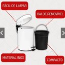 Ver imagem 6 de Lixeira Inox 5 Litros Branca Pedal Cesto Lixo Vintage Quarto Banheito Cozinha Coleta Seletiva