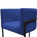 Ver imagem 5 de Kit 2 Poltronas Reforçada Decorativa Sala Carla Base Ferro Preta Suede Azul Marinho