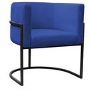 Ver imagem 6 de Kit 2 Poltronas Reforçada Decorativa Sala Carla Base Ferro Preta Suede Azul Marinho