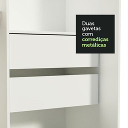 Guarda-Roupa Solteiro Madesa Tokio 2 Portas de Correr com Espelho 2 Gavetas Branco Cor:Branco - 9