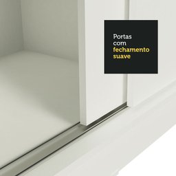 Guarda-Roupa Solteiro Madesa Tokio 2 Portas de Correr com Espelho 2 Gavetas Branco Cor:Branco - 7