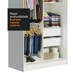 Guarda-Roupa Solteiro Madesa Tokio 2 Portas de Correr com Espelho 2 Gavetas Branco Cor:Branco - 6