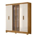 Ver imagem 4 de Guarda Roupa Roupeiro Casal Valença 6 Portas 2 Gavetas com Vidro Reflecta Freijó Off White Moval