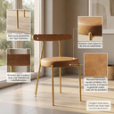 Ver imagem 4 de Cadeira Sala de Jantar Lizzie Base Tubular Dourado Encosto Castanho PU D03 - D'Rossi