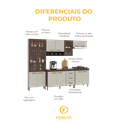 Ver imagem 5 de Cozinha Modulada Completa Fidelitá Lisboa 5 Peças 260cm 13 Portas 3 Gavetas com Tampo