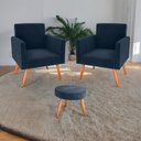 Ver imagem 1 de Conjunto Poltronas e Puff Iara Veludo Azul