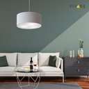 Ver imagem 3 de Lustre Pendente Cilíndrico Md-4049 Cúpula em Tecido 50x21cm Rustico Cinza - Bivolt