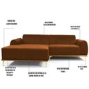Ver imagem 5 de Sofá 245cm 4 Lugares Chaise Esquerdo Pés Gold B-262 Telha