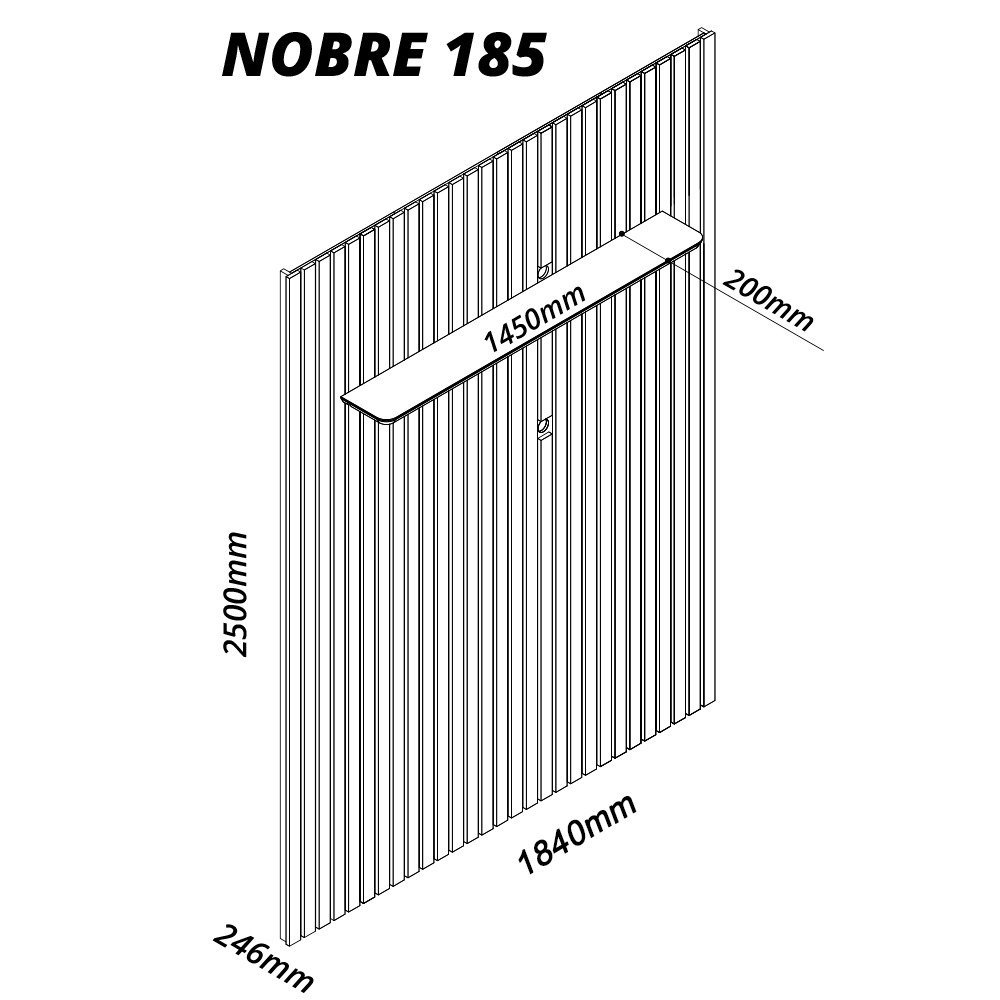 Home para TV Ripado com LED Nobre 185 Naturale Off White Gelius - 6