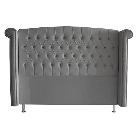 Cabeceira de Cama Box Toquio Casal Queen 160 Cm Suede Prata Eli Móveis e Decoração