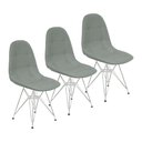 Ver imagem 1 de Kit 3 Cadeiras Charles Eames Botonê Eiffel Base Metal Cromado - Cinza