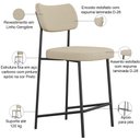 Ver imagem 4 de Kit 03 Banquetas Baixa Bar Cozinha Sala de Jantar Preto Elira L02 Linho Bege Escuro - Lyam Decor