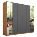 Ver imagem 1 de Guarda Roupa Casal Atrice 6 Portas Amêndola Touch/grafito com 2 Espelhos - Demartêz