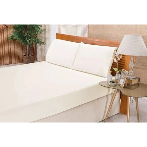 Jogo De Cama Casal Ponto Palito Elegance 3 Peças Percal 180 Fios:PALHA