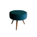 Ver imagem 1 de Puff Decorativo Redondo Pés Palito Suede Cor: Suede - Azul Petróleo