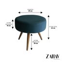 Ver imagem 2 de Puff Decorativo Redondo Pés Palito Suede Cor: Suede - Azul Petróleo