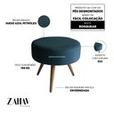 Ver imagem 3 de Puff Decorativo Redondo Pés Palito Suede Cor: Suede - Azul Petróleo