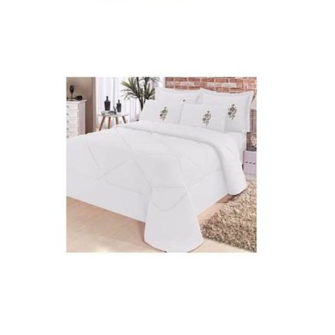 KIT CASAL EDREDOM CONFORTO QUEEN 6 PEÇAS:BRANCO