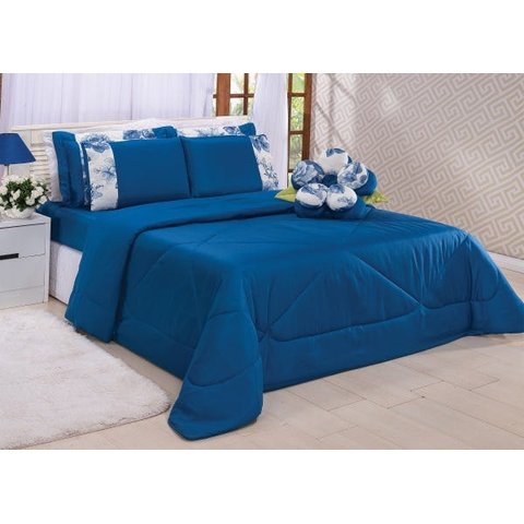 KIT CASAL QUEEN BEM ME QUER 7 PEÇAS:AZUL