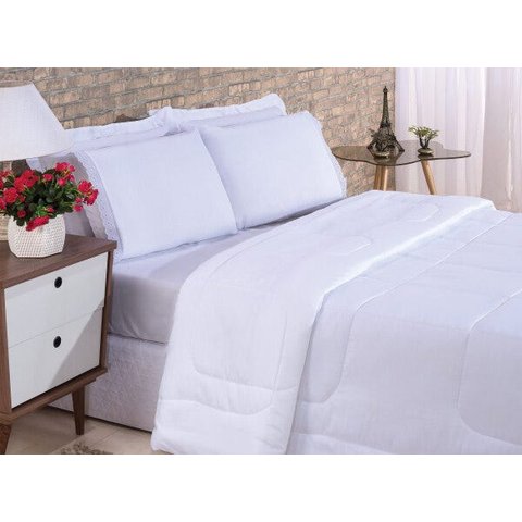 KIT CASAL ACONCHEGO QUEEN 6 PEÇAS:BRANCO