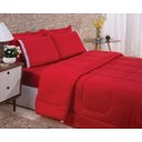 Ver imagem 1 de KIT CASAL ACONCHEGO QUEEN 6 PEÇAS:VERMELHO