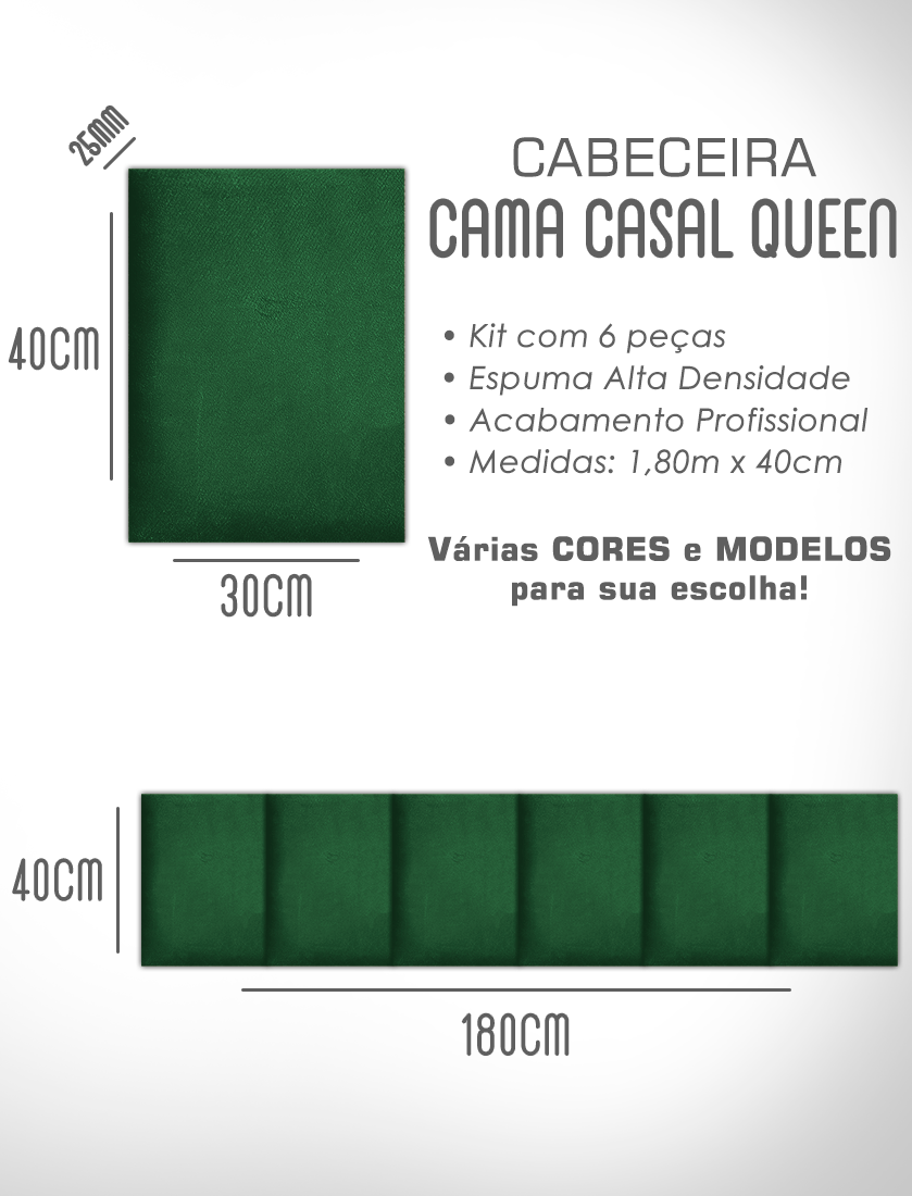 1 Módulo de Cabeceira Cama Box Solteiro Casal Queen King Estofada Modulada 40x30cm - 8