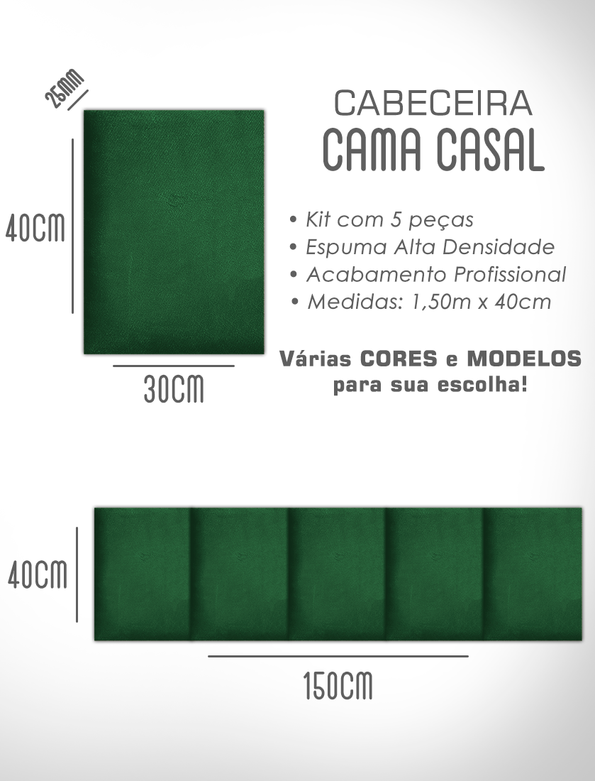 1 Módulo de Cabeceira Cama Box Solteiro Casal Queen King Estofada Modulada 40x30cm - 7