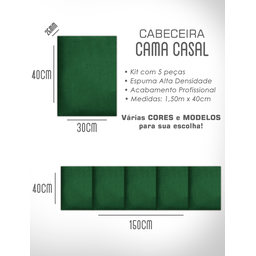 1 Módulo de Cabeceira Cama Box Solteiro Casal Queen King Estofada Modulada 40x30cm - 7