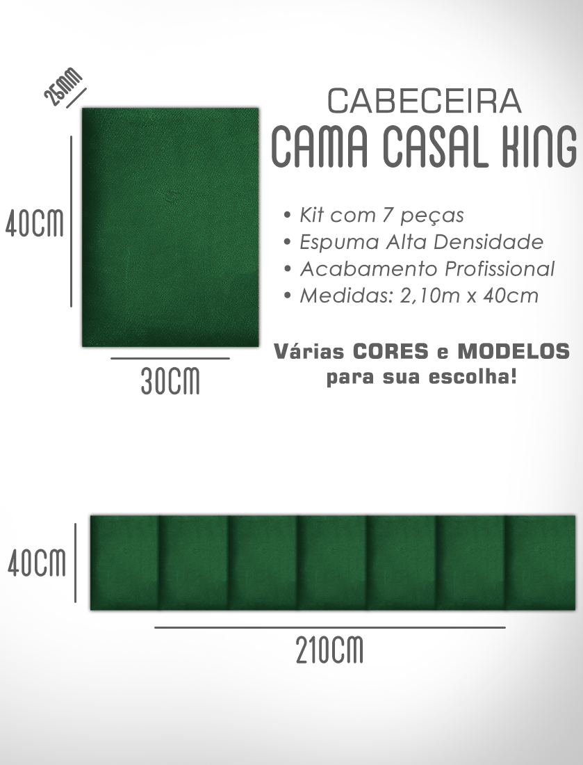 1 Módulo de Cabeceira Cama Box Solteiro Casal Queen King Estofada Modulada 40x30cm - 9