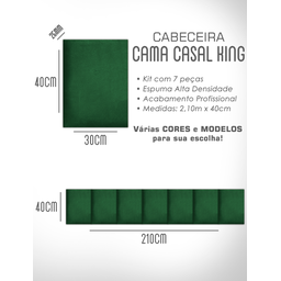 1 Módulo de Cabeceira Cama Box Solteiro Casal Queen King Estofada Modulada 40x30cm - 9