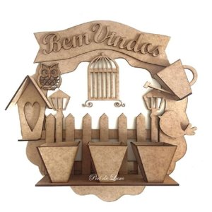 Enfeite Guirlanda Plaquinha de Porta Bem-vindos Mdf Cru