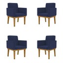 Ver imagem 1 de Kit 04 Poltronas Decorativa Reforçada Oferta Mesa Cozinha Cor:Azul Marinho