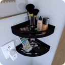 Ver imagem 1 de Kit 2 Prateleiras de Canto Para Quarto Inox Preto Multiuso
