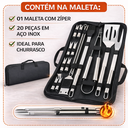 Ver imagem 3 de Kit Conjunto Churrasco Aço Inox Maleta 20 Peças