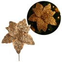 Ver imagem 3 de Flor Bico de Papagaio Pick Natal Veludo Arabescos Glitter Dourado 28cm - Magizi