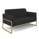 Ver imagem 3 de Sofá Namoradeira com 2 Poltronas Base Industrial Alta Dourado Marisa Veludo Preto D03 - D’Rossi Dros